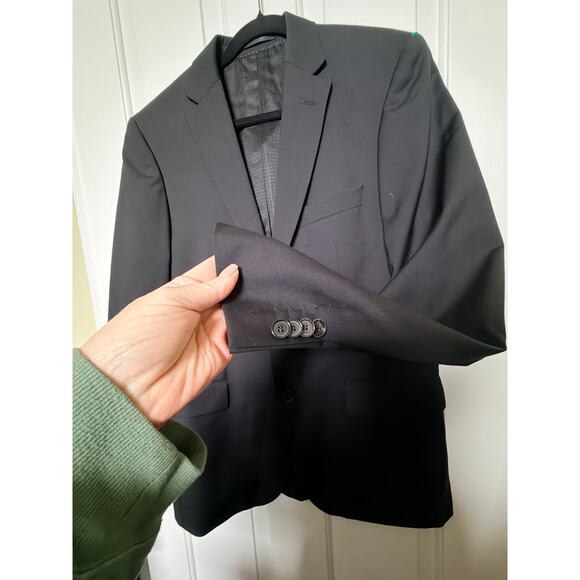 Hugo Boss Pasini2/Movie2 Super 100 Wool Blazer Mens 38L Black 2-Button Jacket - Picture 5 of 12